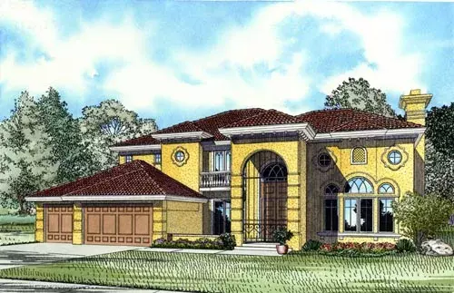 Mediterranean house plans 37-167 - front exterior, 5,140 sq ft, 5 bed, 5 bath house plans | Monster House Plans