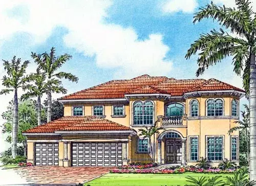 Mediterranean house plans 37-169 - front exterior, 5,204 sq ft, 5 bed, 4 bath house plans | Monster House Plans