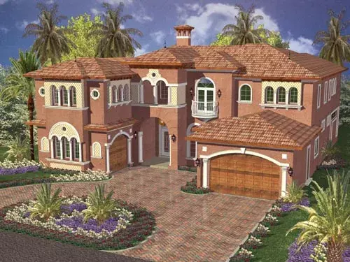 Mediterranean house plans 37-172 - front exterior, 5,547 sq ft, 5 bed, 4 bath house plans | Monster House Plans