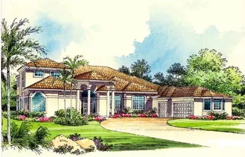Mediterranean house plans 37-174 - front exterior, 5,592 sq ft, 6 bed, 5 bath house plans | Monster House Plans