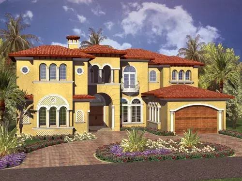 Mediterranean house plans 37-176 - front exterior, 5,642 sq ft, 5 bed, 5 bath house plans | Monster House Plans