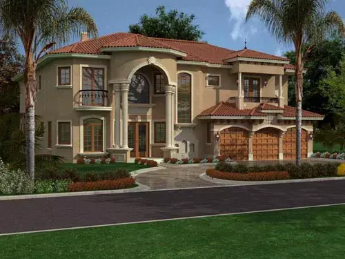 Mediterranean house plans 37-178 - front exterior, 5,743 sq ft, 5 bed, 5 bath house plans | Monster House Plans