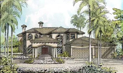 Mediterranean house plans 37-180 - front exterior, 5,810 sq ft, 6 bed, 5 bath house plans | Monster House Plans