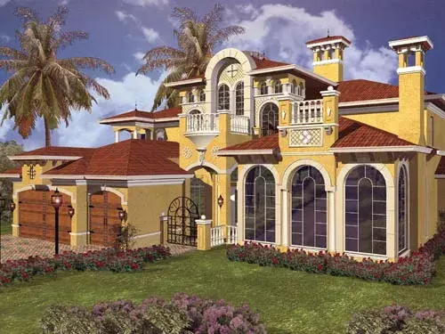 Italian house plans 37-181 - front exterior, 5,966 sq ft, 5 bed, 5 bath house plans | Monster House Plans