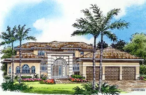 Mediterranean house plans 37-183 - front exterior, 6,041 sq ft, 4 bed, 4 bath house plans | Monster House Plans