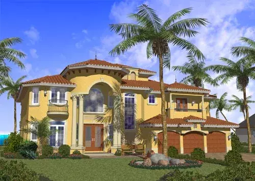 Italian house plans 37-184 - front exterior, 6,075 sq ft, 5 bed, 5 bath house plans | Monster House Plans