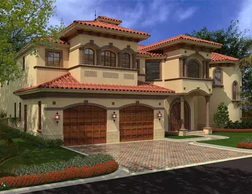 Mediterranean house plans 37-193 - front exterior, 6,835 sq ft, 4 bed, 4 bath house plans | Monster House Plans