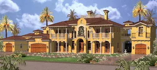 Italian house plans 37-194 - front exterior, 6,904 sq ft, 5 bed, 7 bath house plans | Monster House Plans