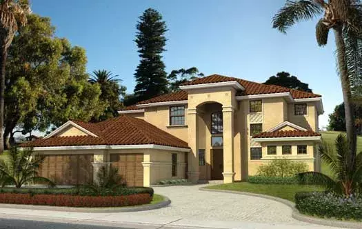 Mediterranean house plans 37-232 - front exterior, 3,497 sq ft, 5 bed, 4 bath house plans | Monster House Plans