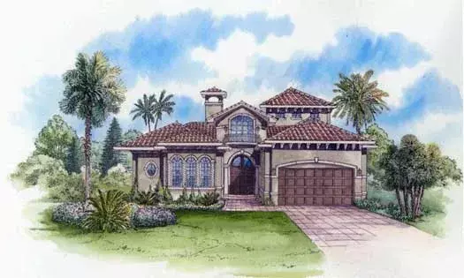 Mediterranean house plans 37-234 - front exterior, 3,983 sq ft, 4 bed, 4 bath house plans | Monster House Plans