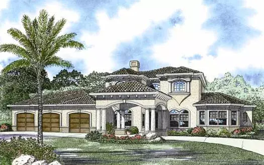 Mediterranean house plans 37-245 - front exterior, 5,135 sq ft, 4 bed, 4 bath house plans | Monster House Plans