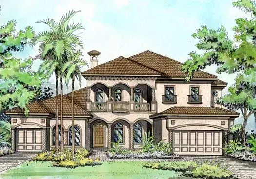 Mediterranean house plans 37-247 - front exterior, 5,412 sq ft, 5 bed, 6 bath house plans | Monster House Plans