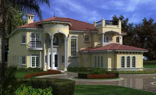 Italian house plans 37-248 - front exterior, 6,784 sq ft, 6 bed, 7 bath house plans | Monster House Plans