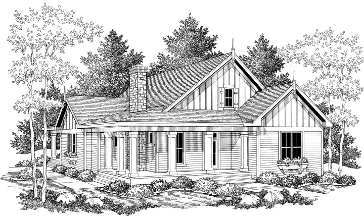 Country house plans 38-126 - front exterior, 1,811 sq ft, 3 bed, 2 bath house plans | Monster House Plans