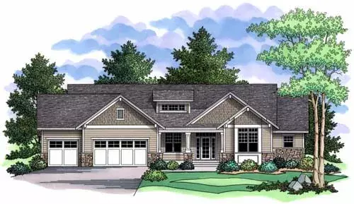 Craftsman house plans 38-131 - front exterior, 1,918 sq ft, 2 bed, 1 bath house plans | Monster House Plans