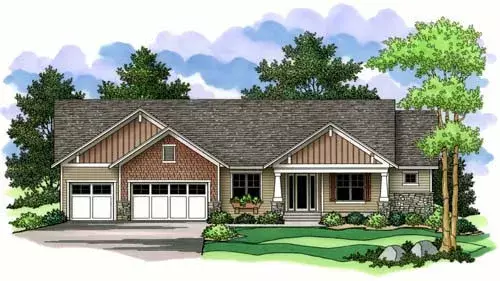 Craftsman house plans 38-147 - front exterior, 2,311 sq ft, 2 bed, 2 bath house plans | Monster House Plans