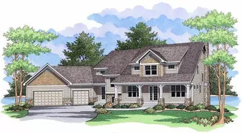 Craftsman house plans 38-222 - front exterior, 3,289 sq ft, 3 bed, 2 bath house plans | Monster House Plans