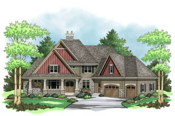 European house plans 38-252 - front exterior, 4,032 sq ft, 4 bed, 3 bath house plans | Monster House Plans