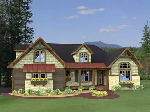 Mountain Rustic house plans 38-505 - front exterior, 2,202 sq ft, 3 bed, 4 bath house plans | Monster House Plans