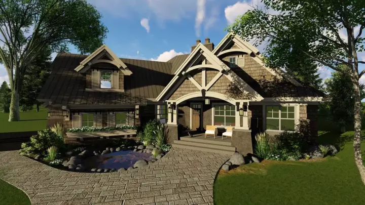 Craftsman house plans 38-511 - front exterior, 2,177 sq ft, 3 bed, 3 bath house plans | Monster House Plans