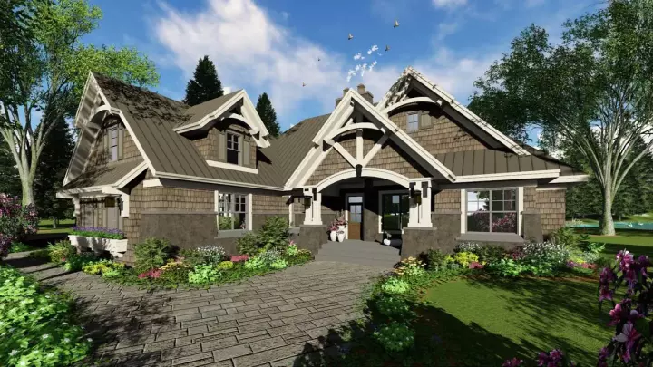 Craftsman house plans 38-512 - front exterior, 2,372 sq ft, 4 bed, 3 bath house plans | Monster House Plans