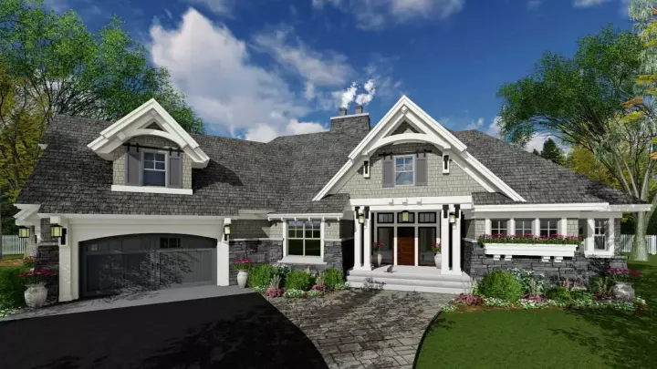 Craftsman house plans 38-514 - front exterior, 2,374 sq ft, 4 bed, 3 bath house plans | Monster House Plans