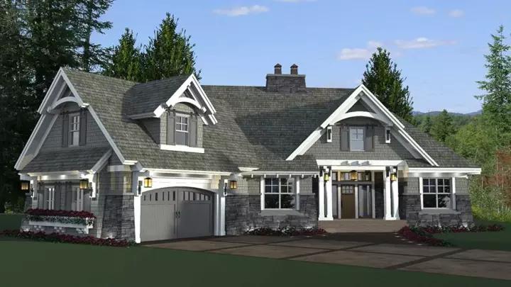 Craftsman house plans 38-515 - front exterior, 2,341 sq ft, 4 bed, 3 bath house plans | Monster House Plans