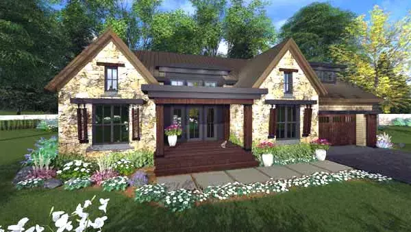 Bungalow house plans 38-530 - front exterior, 2,358 sq ft, 3 bed, 2 bath house plans | Monster House Plans