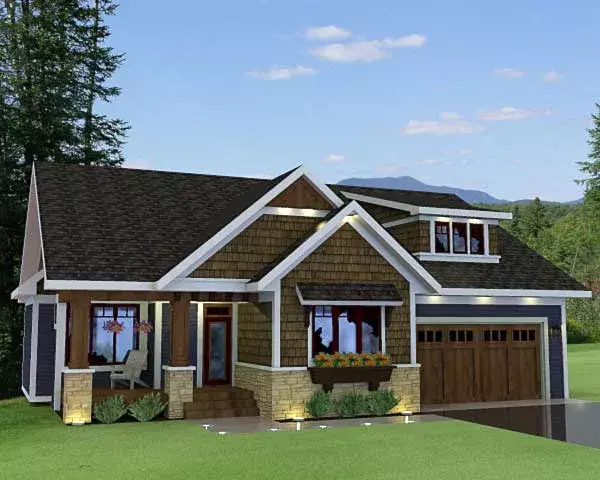 Craftsman house plans 38-533 - front exterior, 1,807 sq ft, 3 bed, 2 bath house plans | Monster House Plans