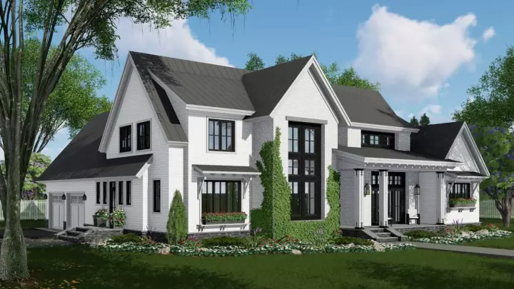 Modern Farmhouse house plans 38-534 - front exterior, 2,837 sq ft, 4 bed, 2 bath house plans | Monster House Plans