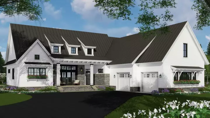 Modern Farmhouse house plans 38-536 - front exterior, 2,340 sq ft, 3 bed, 2 bath house plans | Monster House Plans