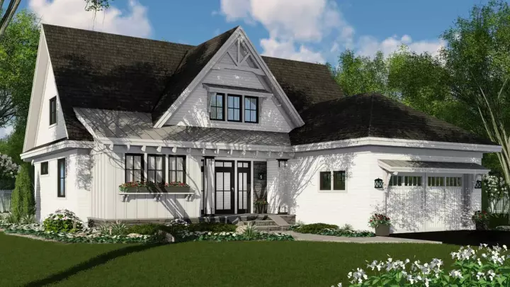 Modern Farmhouse house plans 38-542 - front exterior, 2,453 sq ft, 3 bed, 3 bath house plans | Monster House Plans
