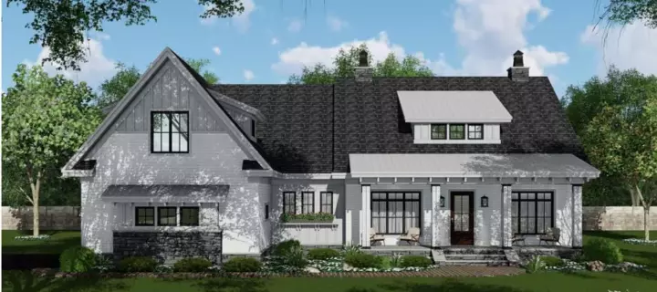 Modern Farmhouse house plans 38-552 - front exterior, 2,480 sq ft, 4 bed, 3 bath house plans | Monster House Plans