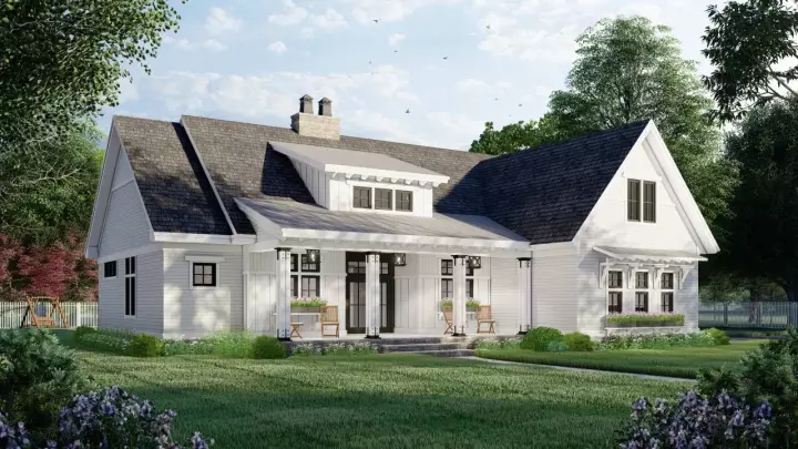 Modern Farmhouse house plans 38-562 - front exterior, 2,112 sq ft, 3 bed, 2 bath house plans | Monster House Plans