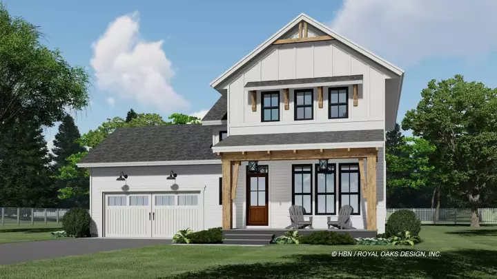 Modern Farmhouse house plans 38-582 - front exterior, 1,776 sq ft, 3 bed, 2 bath house plans | Monster House Plans
