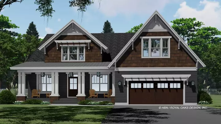Craftsman house plans 38-599 - front exterior, 3,010 sq ft, 4 bed, 3 bath house plans | Monster House Plans