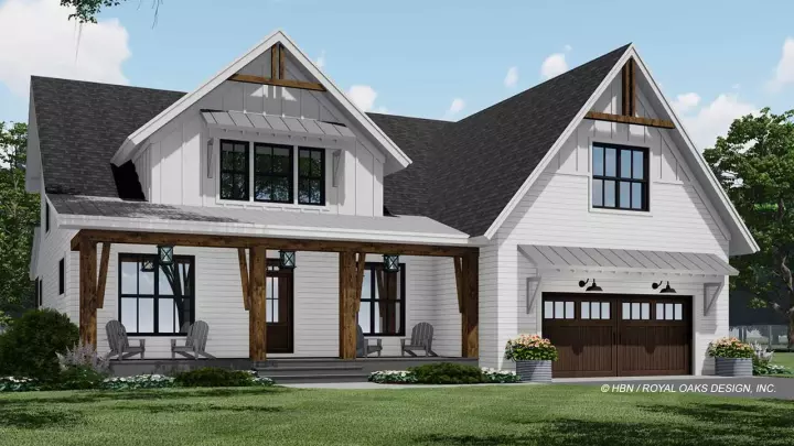 Modern Farmhouse house plans 38-600 - front exterior, 3,010 sq ft, 4 bed, 3 bath house plans | Monster House Plans