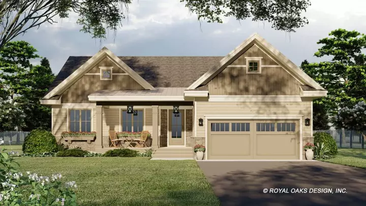 Craftsman house plans 38-605 - front exterior, 1,664 sq ft, 3 bed, 2 bath house plans | Monster House Plans