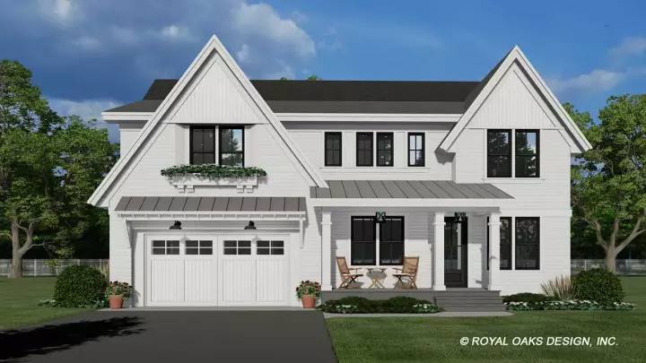 Modern Farmhouse house plans 38-609 - front exterior, 3,842 sq ft, 4 bed, 3 bath house plans | Monster House Plans