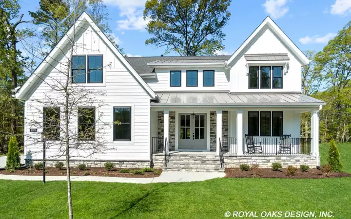 Modern Farmhouse house plans 38-610 - front exterior, 3,135 sq ft, 4 bed, 3 bath house plans | Monster House Plans