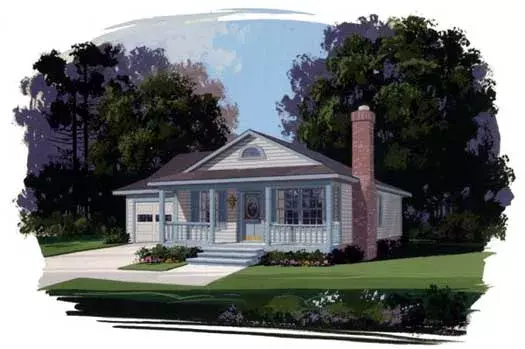 Country house plans 4-104 - front exterior, 1,050 sq ft, 3 bed, 2 bath house plans | Monster House Plans