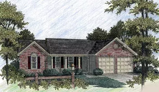 Country house plans 4-107 - front exterior, 1,197 sq ft, 3 bed, 2 bath house plans | Monster House Plans