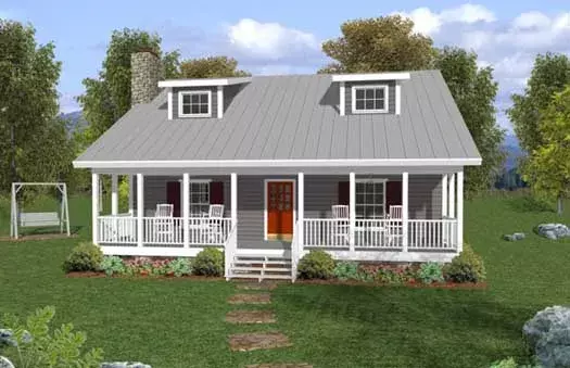 Country house plans 4-111 - front exterior, 1,334 sq ft, 3 bed, 2 bath house plans | Monster House Plans