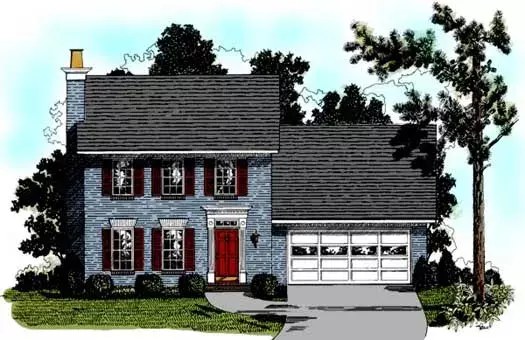 Early American house plans 4-114 - front exterior, 1,349 sq ft, 4 bed, 2 bath house plans | Monster House Plans