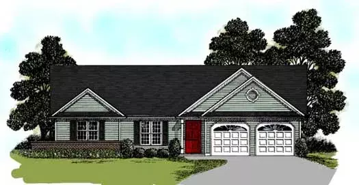 Traditional house plans 4-123 - front exterior, 1,500 sq ft, 3 bed, 2 bath house plans | Monster House Plans