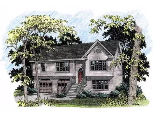 Traditional house plans 4-124 - front exterior, 1,579 sq ft, 3 bed, 2 bath house plans | Monster House Plans