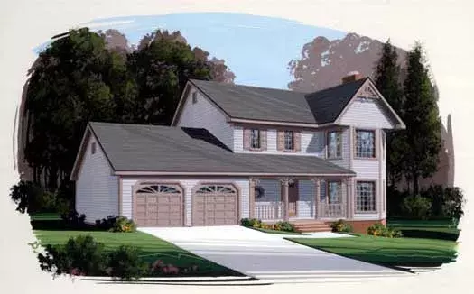 Country house plans 4-129 - front exterior, 1,598 sq ft, 3 bed, 2 bath house plans | Monster House Plans