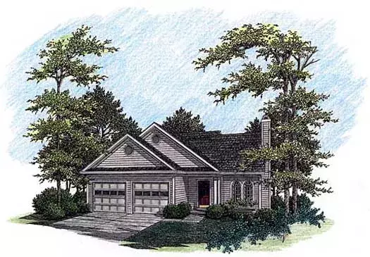 Traditional house plans 4-130 - front exterior, 1,621 sq ft, 3 bed, 2 bath house plans | Monster House Plans