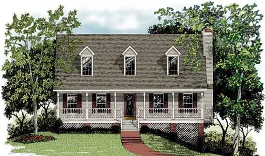 Country house plans 4-131 - front exterior, 1,643 sq ft, 3 bed, 2 bath house plans | Monster House Plans