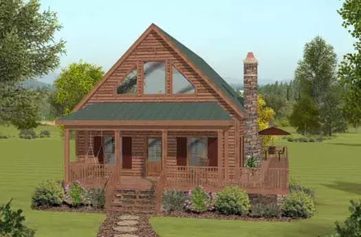 Contemporary house plans 4-132 - front exterior, 1,647 sq ft, 2 bed, 1 bath house plans | Monster House Plans